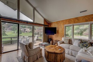 Condo, Multiple Beds, Patio, Mountain View (Lakes View at Hound Ears) | Living area | Fireplace - Lakes View at Hound Ears (Boone)