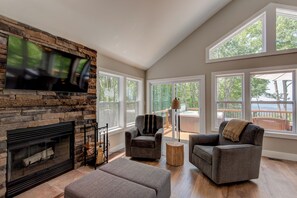 House, Multiple Beds, Hot Tub, Mountain View (Lessons from Mars) | Living area | Fireplace - Lessons from Mars (Banner Elk)