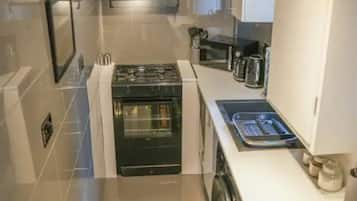 Fridge, microwave, oven, electric kettle