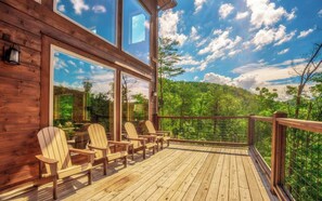 Terrace/patio - The Refined Raccoon Retreat - Private indoor pool, firepit, game room, great views, and more! (Sevierville)