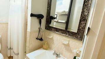 Hair dryer, towels