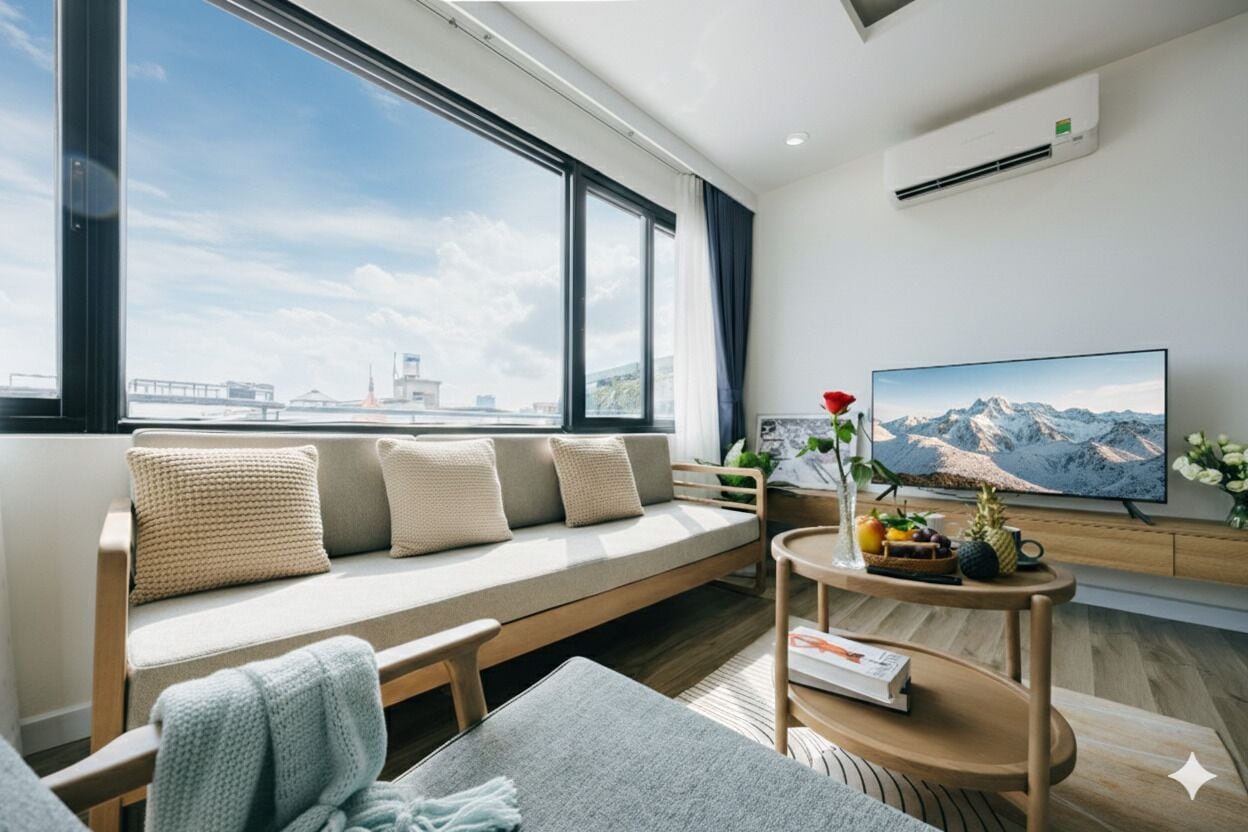 豪華公寓, 湖景 | 起居區 | 52-吋平面電視，提供有線頻道