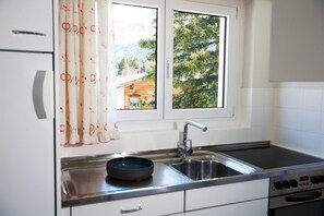 Fridge, oven, coffee/tea maker, electric kettle