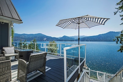 EPIC Lake Pend Oreille Home w/ Panoramic Views, TWO Decks + BIG Waterfront Dock!