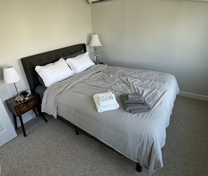 1 bedroom, desk, iron/ironing board, travel cot