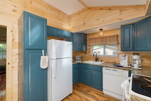 Fridge, microwave, oven, dishwasher