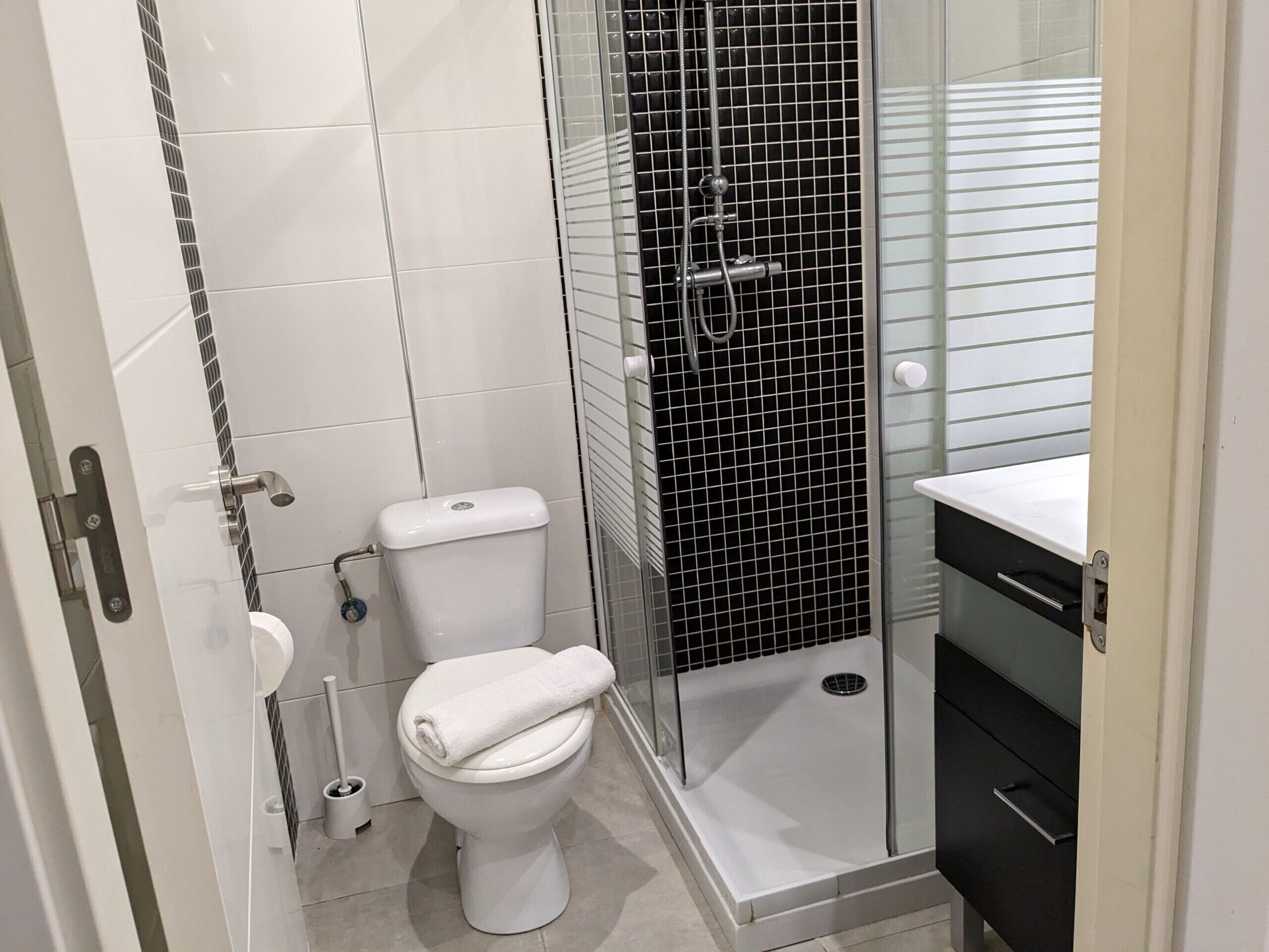 Dusche, Haartrockner, Handtücher