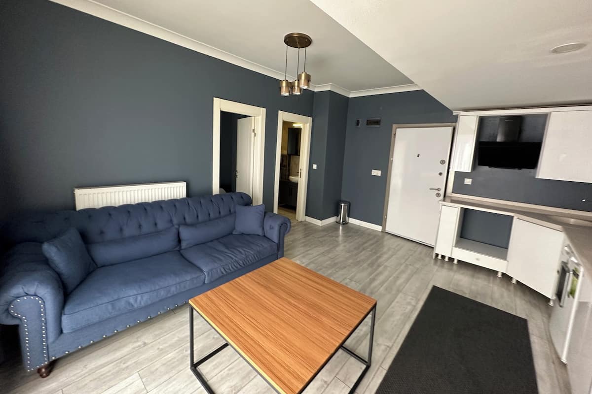 Standaard appartement, 1 queensize bed met slaapbank | 1 slaapkamer, luxe beddengoed, een bureau, een laptopwerkplek