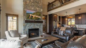 Cabin, Multiple Beds, Hot Tub, Mountain View (Grayling Lodge at Eagles Nest) | Living area | Fireplace