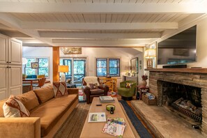 Cottage, 2 Queen Beds, Hot Tub, Mountain View (Anglers Cottage) | Living area | Fireplace - Anglers Cottage (Blowing Rock)