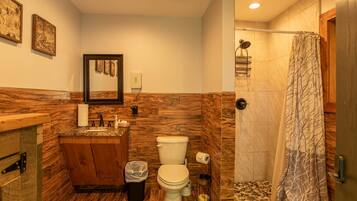 Cabin, 1 King Bed, Patio, Mountain View (Boulder Pod: Rocky Top) | Bathroom | Designer toiletries, towels, toilet paper