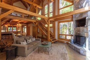 House, Multiple Beds, Hot Tub, Mountain View (Modern Cedar Rock Townhome at Eagles ) | Living area | Fireplace - Modern Cedar Rock Townhome at Eagles (Banner Elk)
