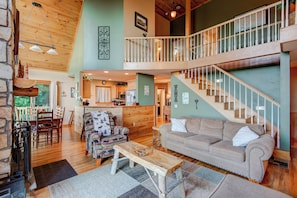 House, Multiple Beds, Hot Tub, Mountain View (A Big View) | Living area | Fireplace - A Big View (Banner Elk)