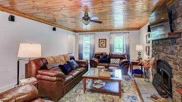 House, Multiple Beds, Hot Tub, Mountain View (Solstice House) | Living area | Fireplace