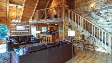 House, Multiple Beds, Hot Tub, Mountain View (The Nest at Seven Devils) | Living area | Fireplace