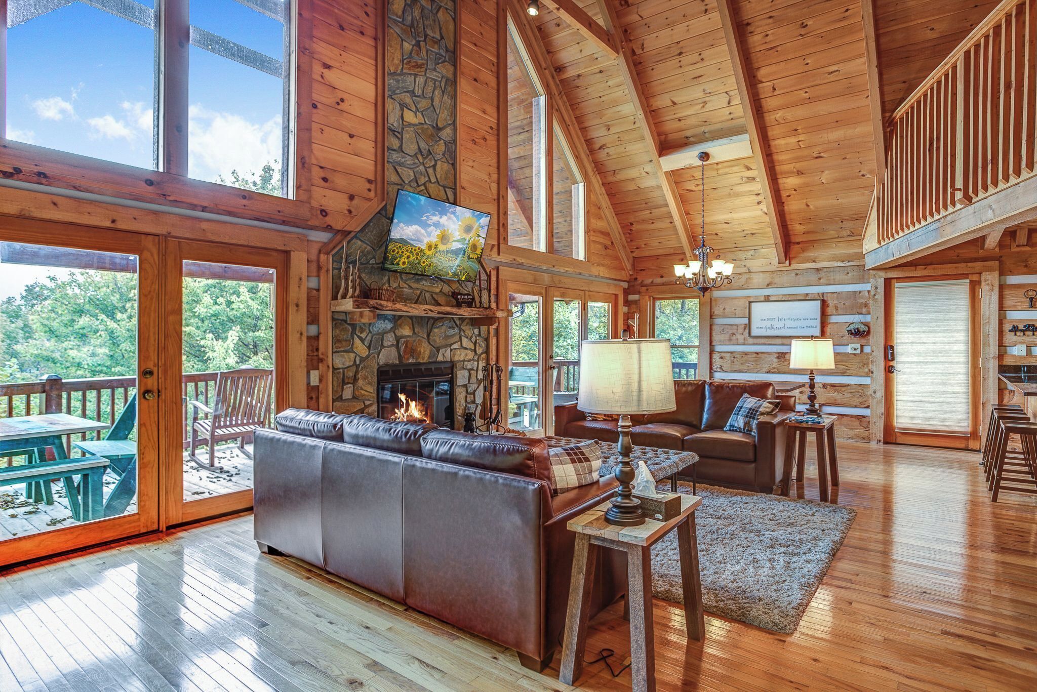 House, Multiple Beds, Hot Tub, Mountain View (The Nest at Seven Devils) | Living area | Fireplace