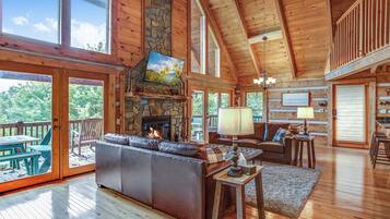 House, Multiple Beds, Hot Tub, Mountain View (The Nest at Seven Devils) | Living area | Fireplace