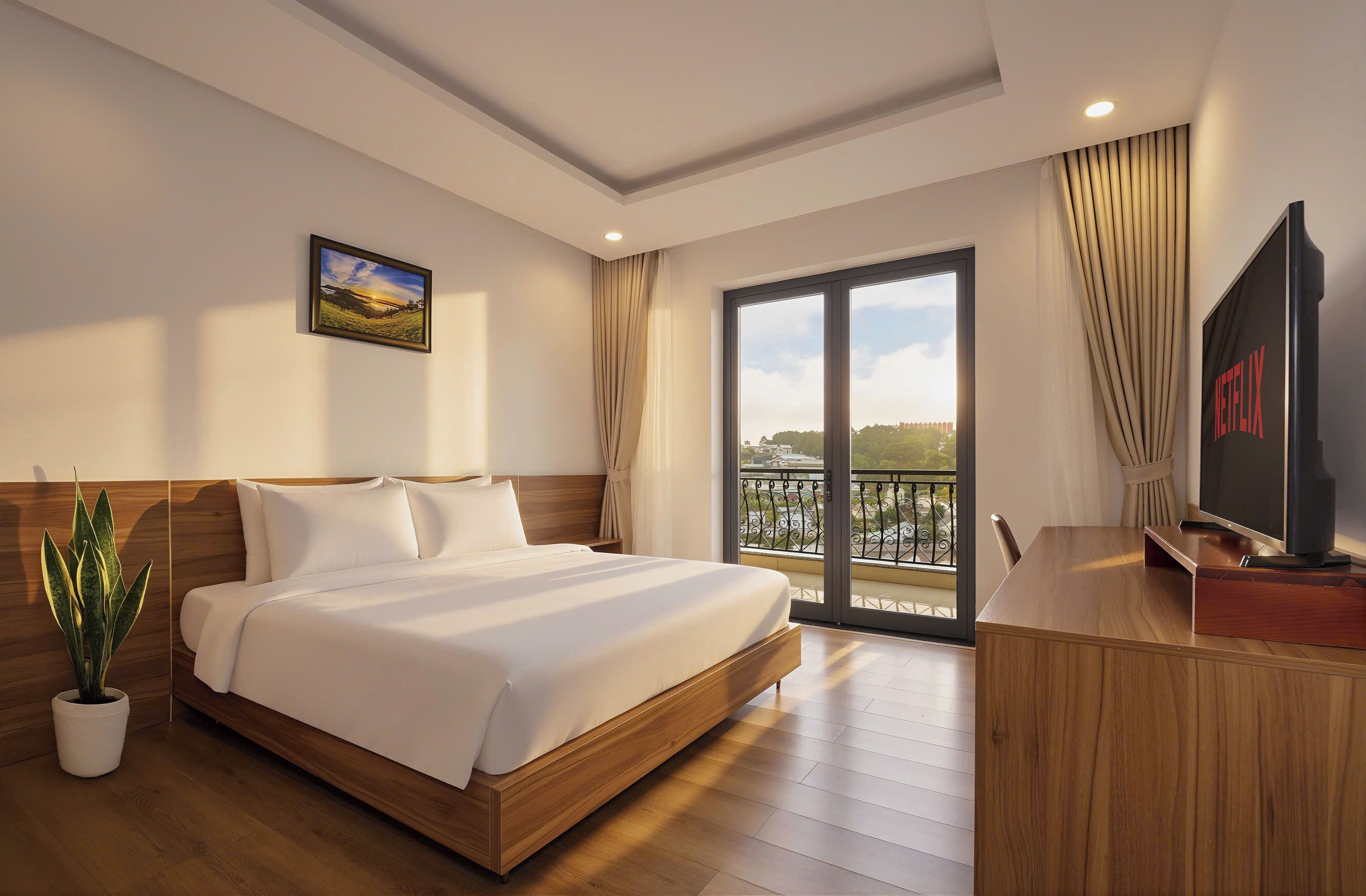 Dobbeltrom – deluxe, hageutsikt | Minibar, skrivebord, skrivebord for bærbar PC og wi-fi (inkludert)