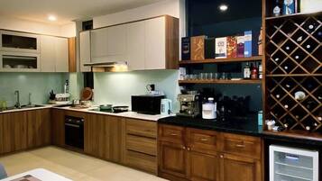 Fridge, cleaning supplies