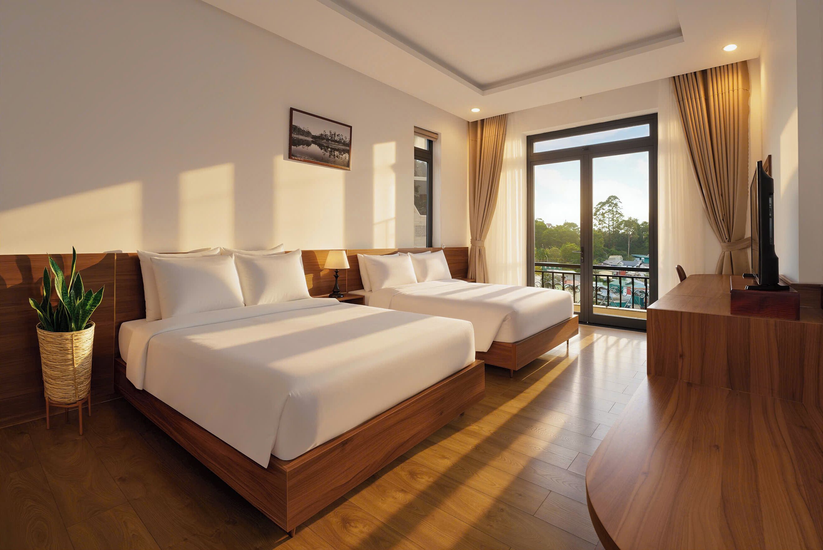 Deluxe Quadruple Room, Hill View | Minibar, desk, laptop workspace, free WiFi