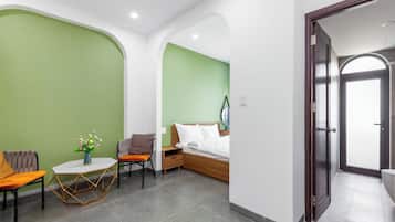 Deluxe-lejlighed - balkon | 1 soveværelse, gratis produkter i minibaren, strygejern/strygebræt