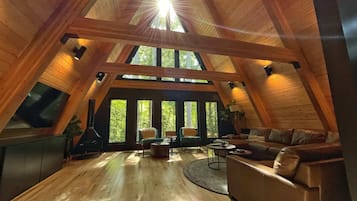 TV, fireplace, foosball