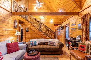 Cabin, Multiple Beds, Hot Tub, Mountain View (2 Cubs Cabin) | Living area | Fireplace - 2 Cubs Cabin (Blowing Rock)