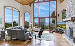 House, Multiple Beds, Hot Tub, Mountain View (Sunrise to Sunset) | Living area | Fireplace - Sunrise to Sunset (Hayesville)