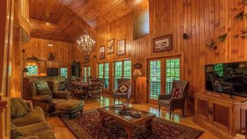 Cabin, Multiple Beds, Patio, Mountain View (Honey Bear Haven) | Living area | Fireplace