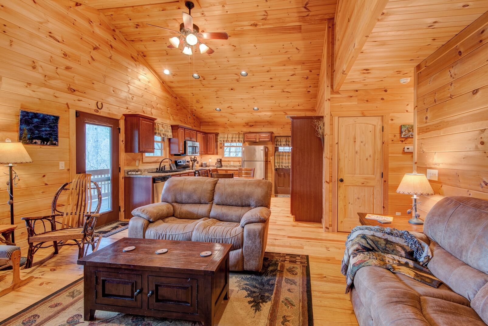 Cabin, Multiple Beds, Hot Tub, Mountain View (A Happy Roost) | Living area | Fireplace