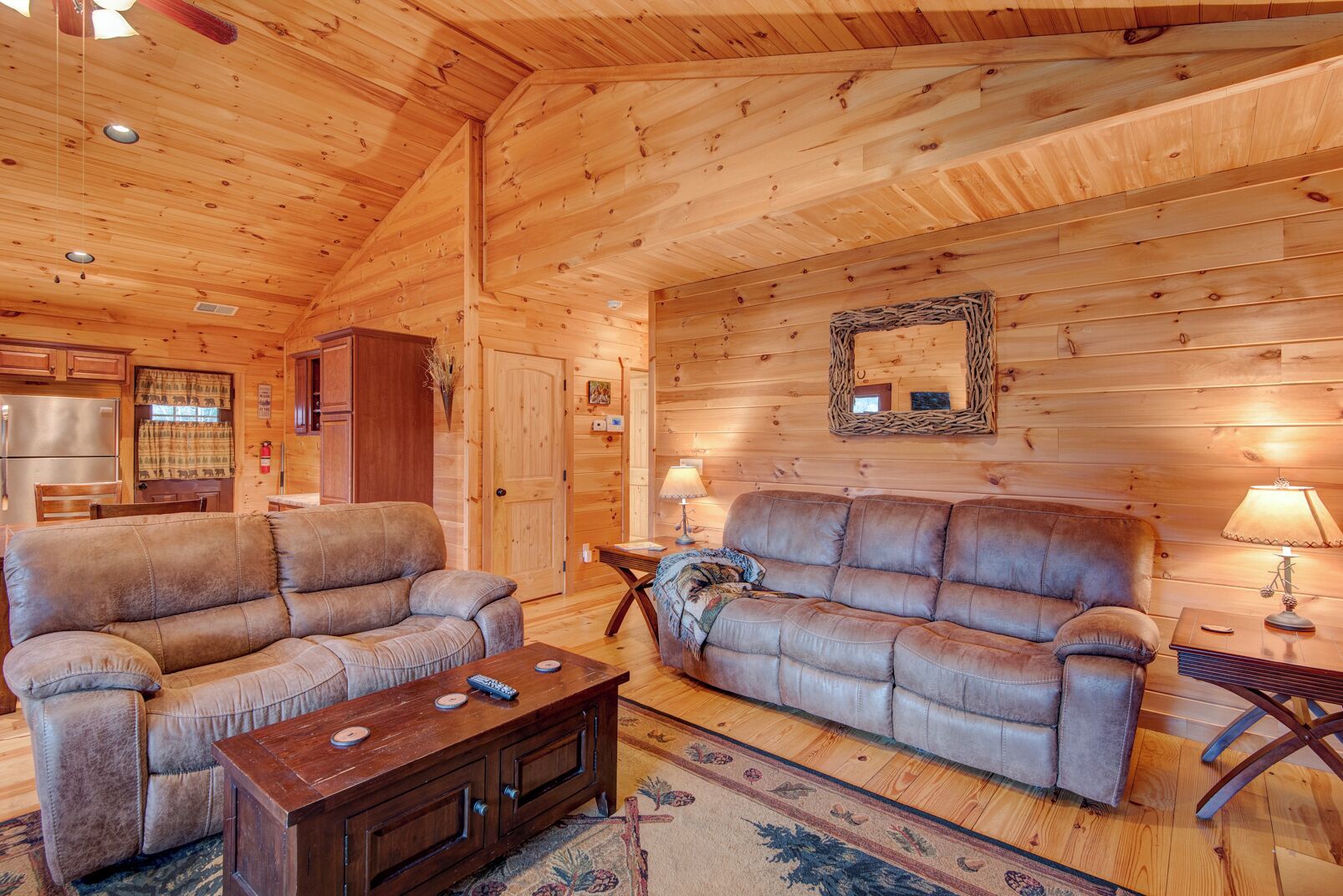 Cabin, Multiple Beds, Hot Tub, Mountain View (A Happy Roost) | Living area | Fireplace