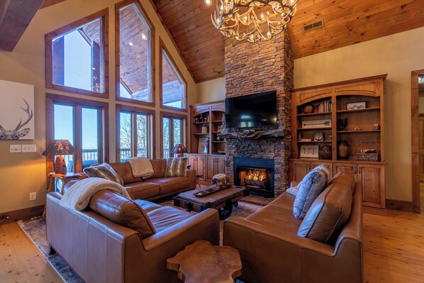 Cabin, Multiple Beds, Hot Tub, Mountain View (Buckhorn Lodge) | Living area | Fireplace - Buckhorn Lodge (Banner Elk)