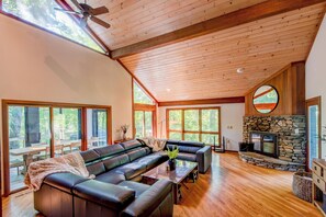 House, Multiple Beds, Patio, Mountain View (Deerwood Manor) | Living area | Fireplace - Deerwood Manor (Vilas)