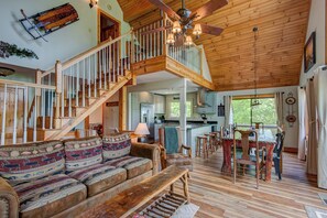 House, Multiple Beds, Patio, Mountain View (Sunrise with Grandfather) | Living area | Fireplace - Sunrise with Grandfather (Banner Elk)