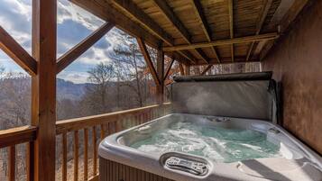 Cabin, Multiple Beds, Patio, Mountain View (New River Retreat) | Outdoor spa tub