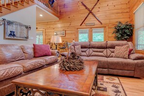 Cabin, Multiple Beds, Hot Tub, Mountain View (Hebron Falls ) | Living area | Fireplace - Hebron Falls (Boone)