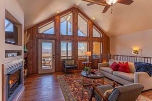 House, Multiple Beds, Hot Tub, Mountain View (Escape to Blue Ridge) | Living area | Fireplace - Escape to Blue Ridge (Boone)
