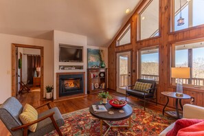 House, Multiple Beds, Hot Tub, Mountain View (Escape to Blue Ridge) | Living area | Fireplace - Escape to Blue Ridge (Boone)