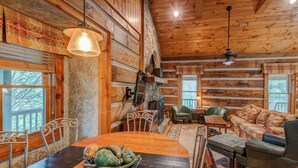 House, Multiple Beds, Hot Tub, Mountain View (Cozy Twin Rivers Edge) | Living area | Fireplace - Cozy Twin Rivers Edge (Boone)