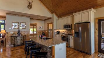 Cabin, Multiple Beds, Patio, Mountain View (Papa Bear Lodge at Eagles Nest) | Private kitchen | Coffee/tea maker