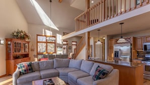 House, Multiple Beds, Patio, Mountain View (Great Escape at Yonahlossee) | Living area | Fireplace - Great Escape at Yonahlossee (Boone)