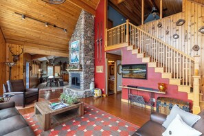 Cabin, Multiple Beds, Patio, Mountain View (Mountaineer Manor) | Living area | Fireplace - Mountaineer Manor (Sugar Grove)