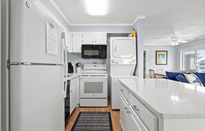 Fridge, oven, dishwasher, coffee/tea maker