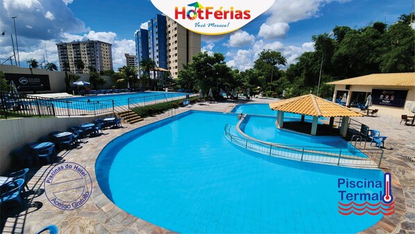 8 indoor pools, pool loungers, lifeguards on site