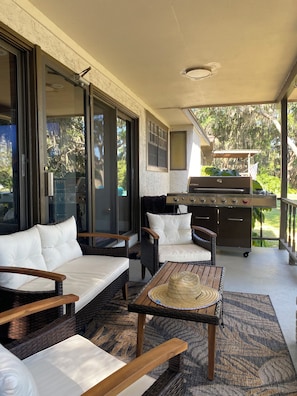 Terrace/patio - Unique Spanish Style Lakefront Home!  Kayaks and Paddle Boat! (Keystone Heights)