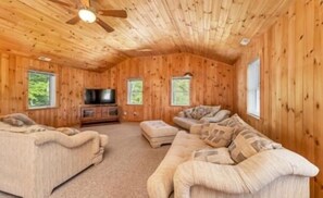 TV, fireplace