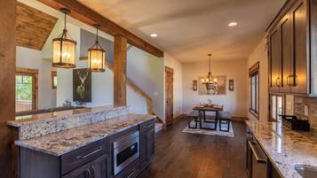 Cabin, Multiple Beds, Patio, Mountain View (The Sheltered Elk at Eagles Nest) | Private kitchen | Coffee/tea maker