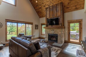 Cabin, Multiple Beds, Patio, Mountain View (The Sheltered Elk at Eagles Nest) | Living area | Fireplace - The Sheltered Elk at Eagles Nest (Banner Elk)