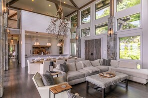 House, Multiple Beds, Patio, Mountain View (The Outside Inn at Eagles Nest) | Living area | Fireplace - The Outside Inn at Eagles Nest (Banner Elk)