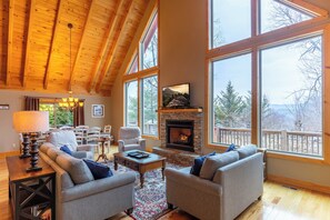 Cabin, Multiple Beds, Hot Tub, Mountain View (Mayapple Ridge) | Living area | Fireplace - Mayapple Ridge (Sugar Grove)